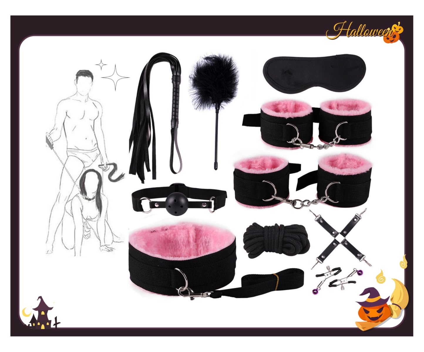 𝙨𝙚𝙭 𝙗𝙤𝙣𝙙𝙖𝙜𝙚 Set da Yoga in Nylon Rosa da 10 Pezzi in Una varietà di Stili, Regali A Sorpresa per Le Feste