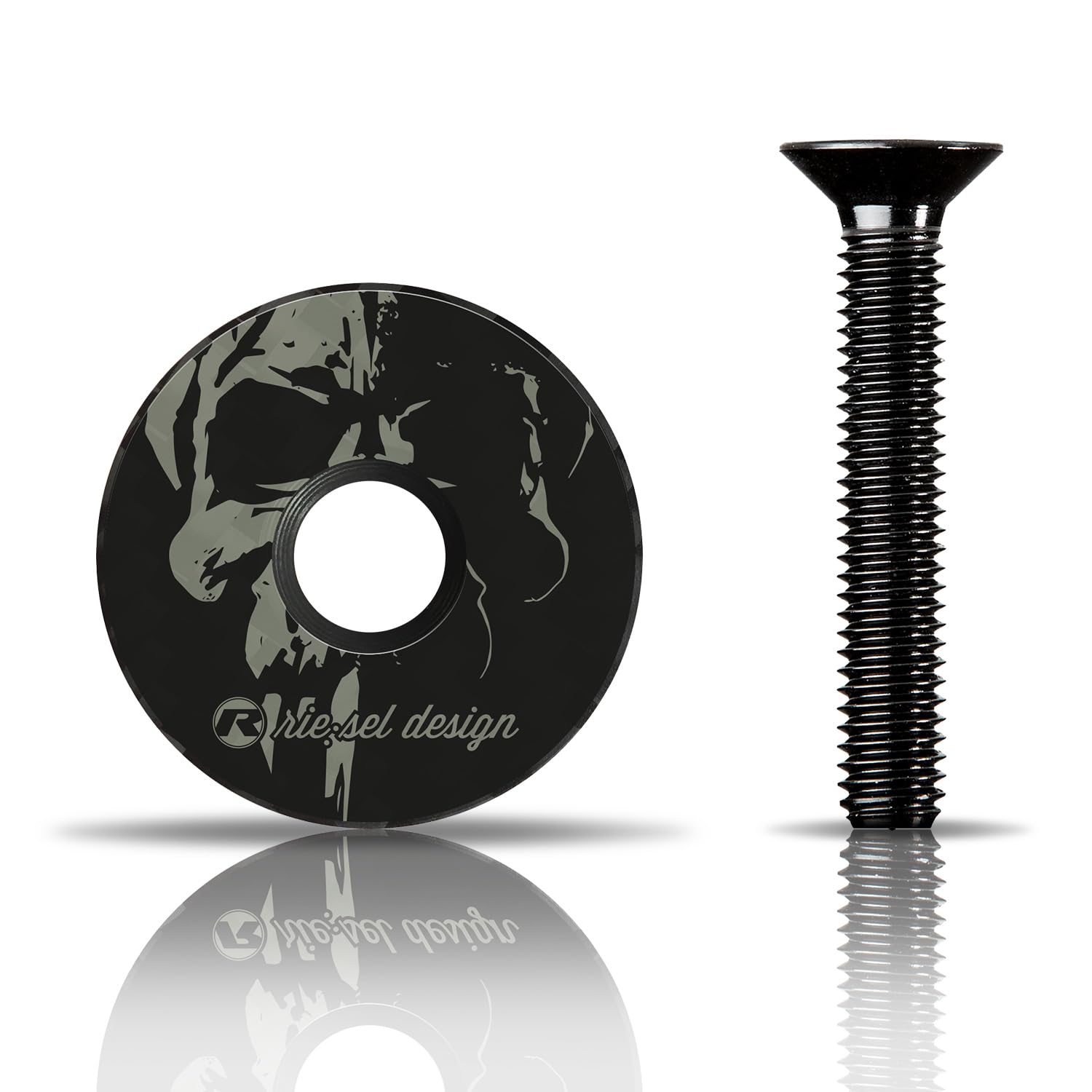 Riesel Design®, stem:Cap, Carbon, Ahead Cap with Aluminium Screw for Road Bike Gravel, Cyclocross