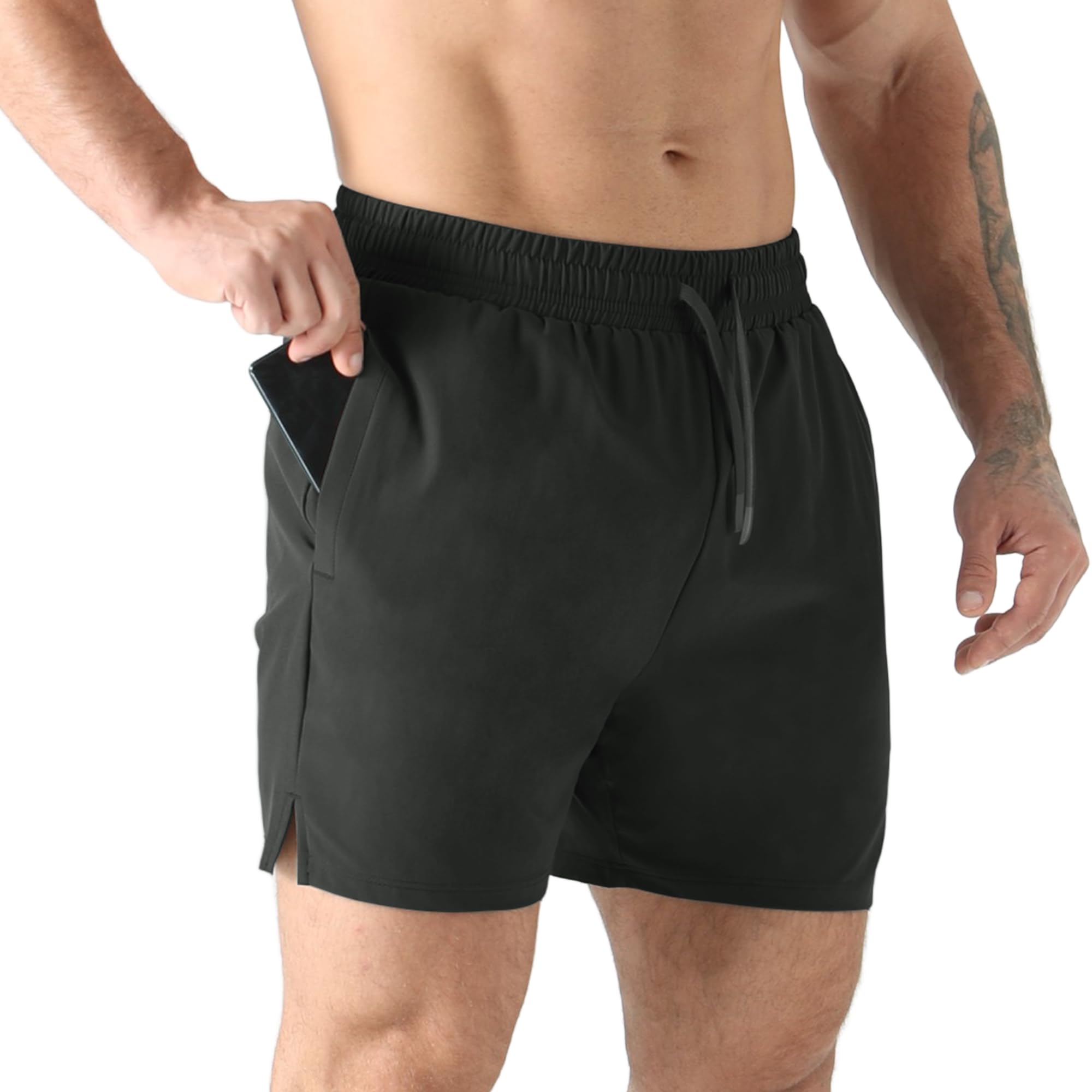 Jupmov Leichte Jogginghose Sport Shorts Herren Kurz 5 Inch mit Verdecktem Reißverschluss Tasche Trainingshose Short Hose