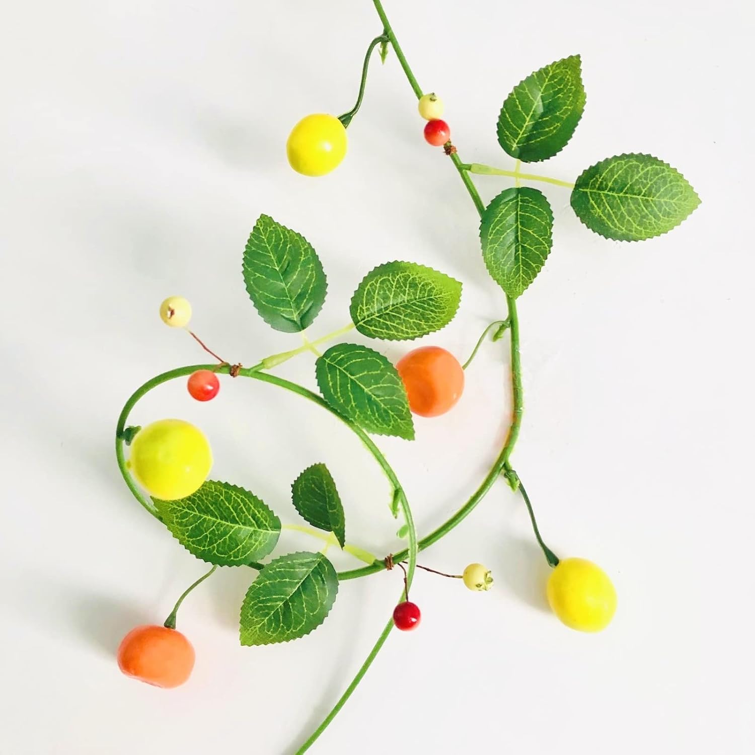 Artificial Tangerine Lemon Plant Vine Garland,Hanging Oranges Berries Kumquat Fruit Wreath for Home Garden Autumn Harvest Party Decor (2, B-Orange+Lemon)