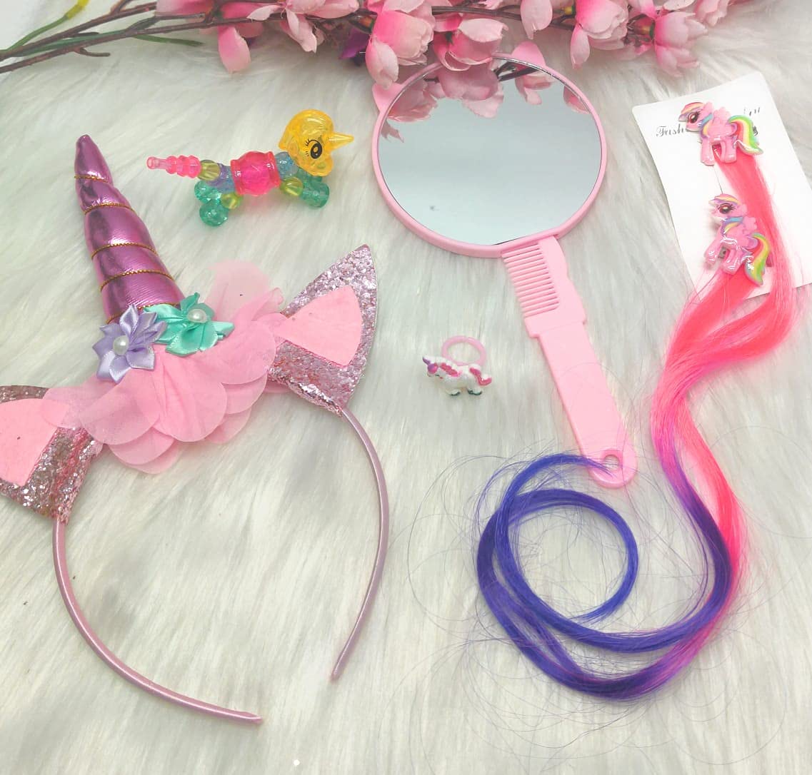 TERA 13 unicorn hairband for girls headband for kids (pack of 5 items) mirror with comb, unicorn wing clip, bracelet ring for girls return gifts for kids (B09H5PNF8G) Amazon Price History, Amazon Price Tracker