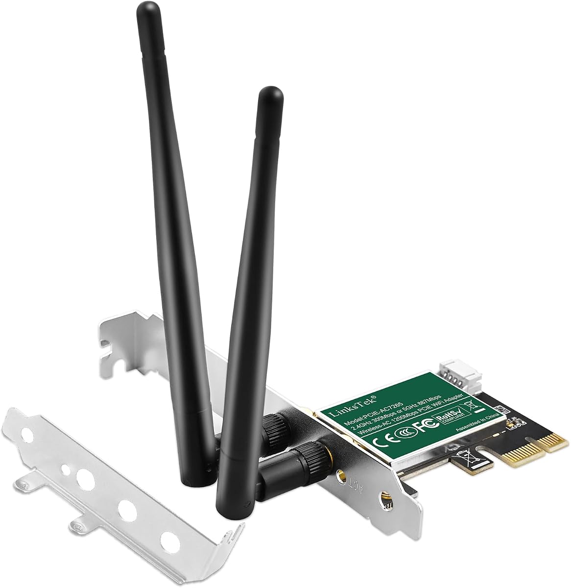 PCIE-AC7265 Wireless-AC 1200Mbps (2.4GHz 300Mbps and 5GHz 867Mbps) PCIE WiFi Adapter, PCIE WiFi Card, Intel Wireless-AC 7265 Network Adapter for Windows 11,10, 8.x, 7 (32/64bit) Desktop PCs