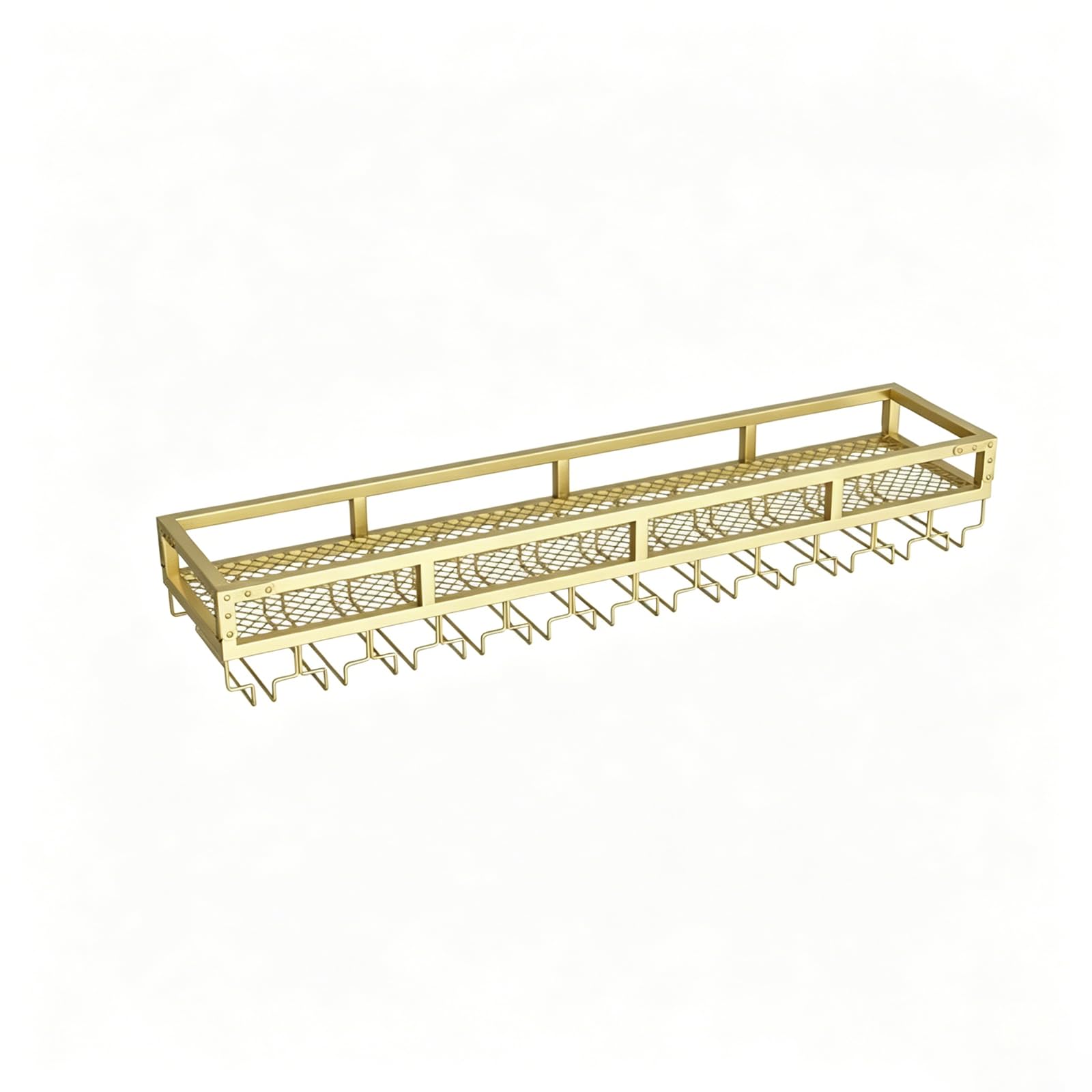 Portabottiglie da parete con supporto in vetro per bar di casa | Mensola a muro in ferro rinforzato con fessure per appendere oggetti, ideale per ristoranti, caffè e bar(gold,120cm/47.2")