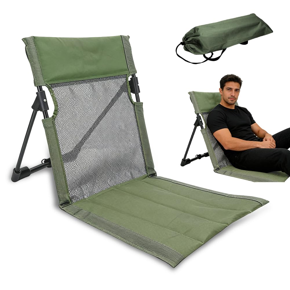 Pack De 2 Cojines Plegables Impermeables Y Térmicos Para Camping, Picnic O Estadio, Con Bolsa De Transporte Oxford, Color Negro Y Verde Militar