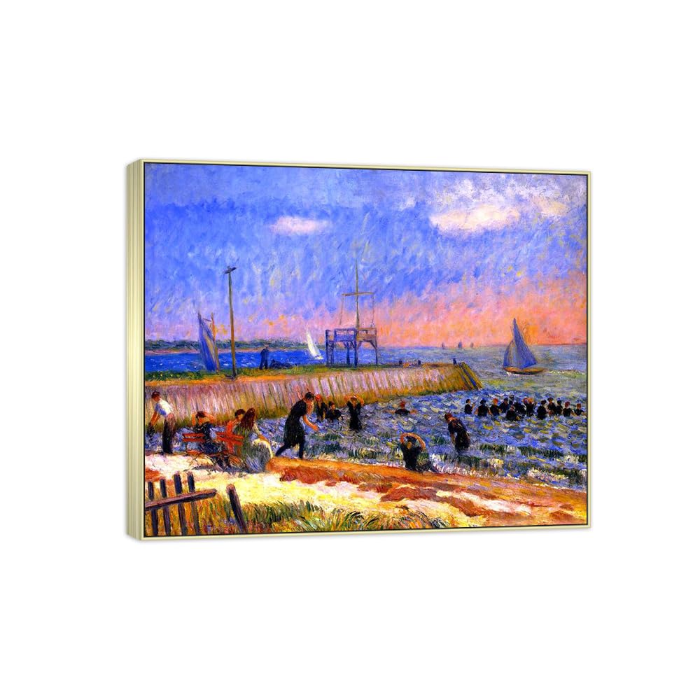 SDYSKKUG William Glackens Canvas Wall Art Prints for Living Room. Bathers 48x40cm Silver Frame