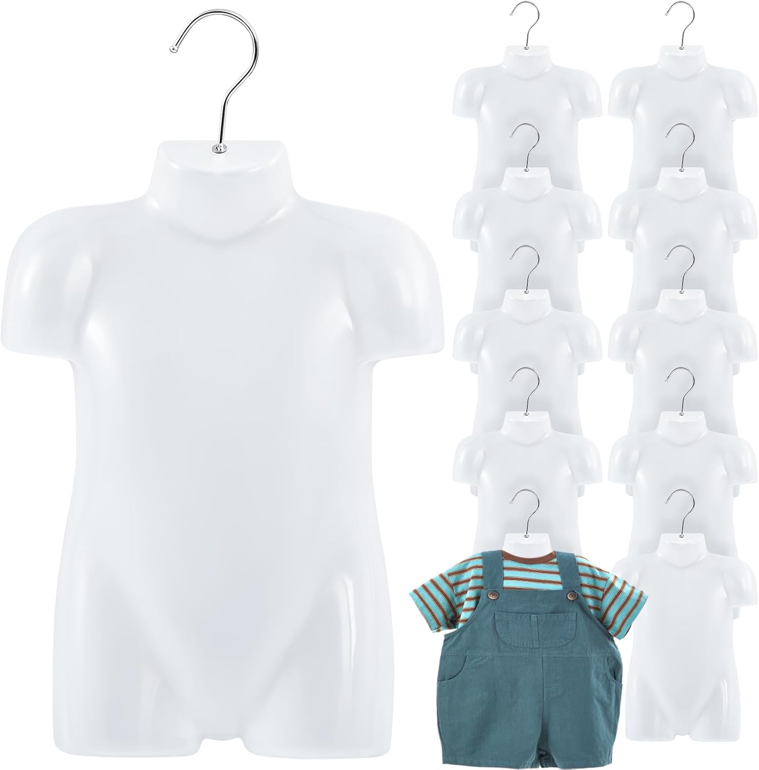 Tioncy 10 Pcs Children's Plastic Mannequin Kid Dress Form 2-3 Years Half Body Child's Mannequin Torso with Hanger for Clothing Display(White)