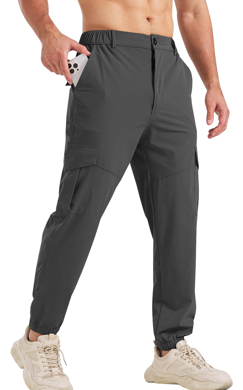 Surenow Men's Lightweight Hiking Pants Slim Fit Stretch Joggers Golf Cargo Work Pants for Men Quick Dry Travel Outdoor Pants