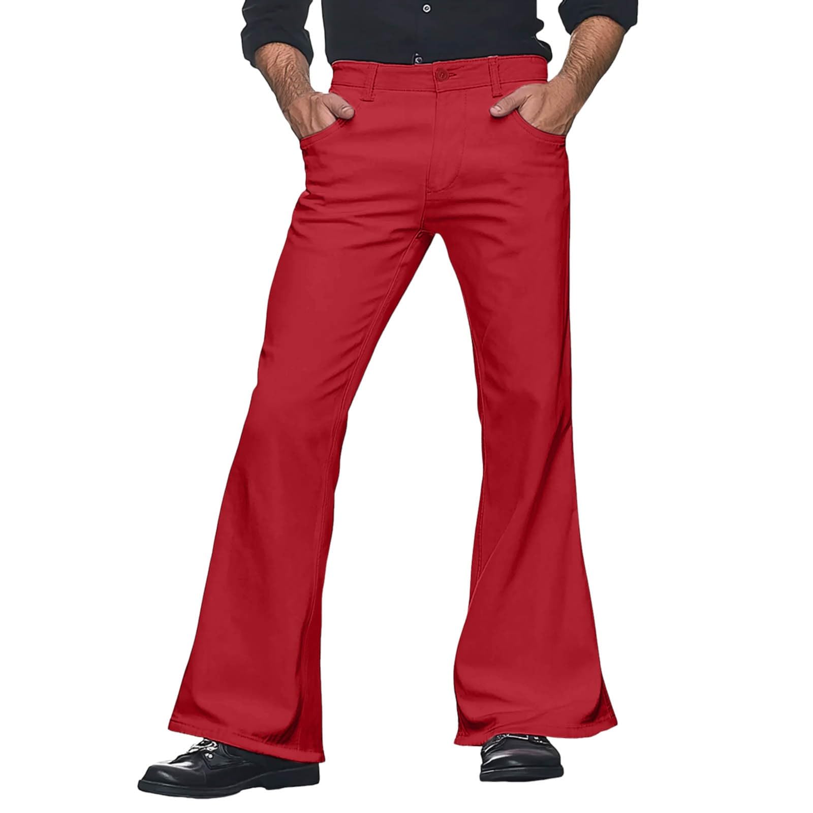 Pantalon Disco Vintage Années 60-70 Homme - Pantalon Évasé Extensible Coupe Ajustée Jambe Large