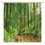 BAGA Duschvorhang 240x200 Waldgrün Pflanzen 3D Duschvorhan Duschvorhänge Wasserdicht Bad Vorhang Dusche Badezimmer Gardinen mit 12 Haken