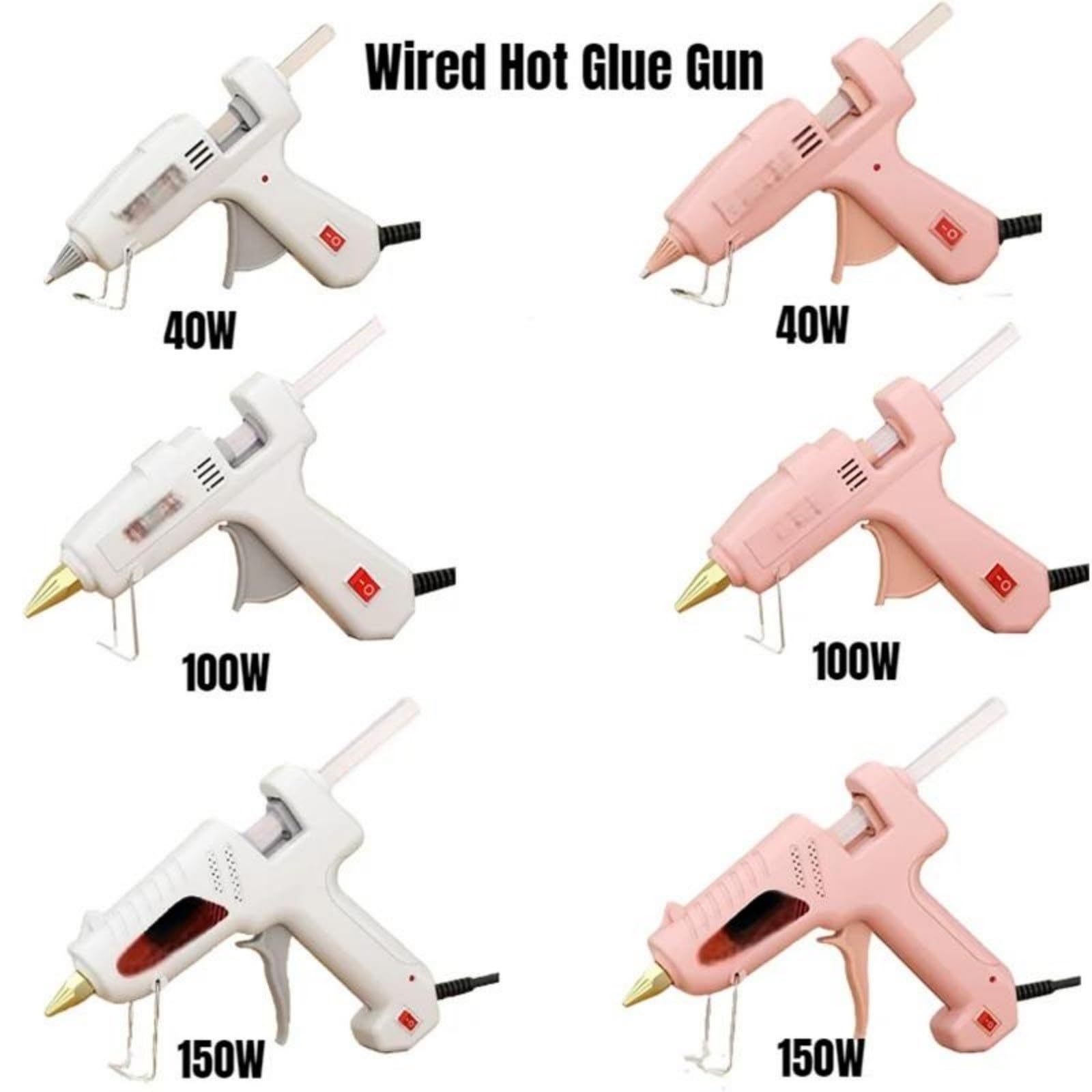 Pistola de silicona caliente 100/150 W con barras pegamento 11 mm, pistola adhesivo 40 temperatura eléctrica 7 pistola de pegamento caliente(40W White)
