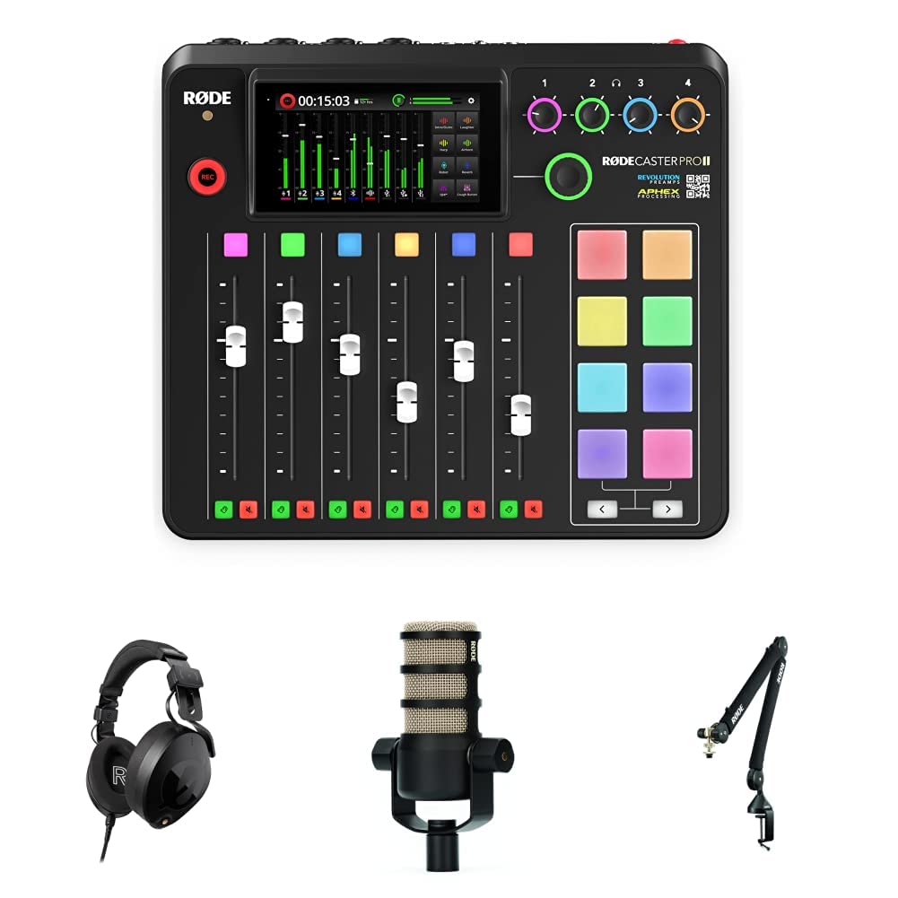 Bundle 4x NTH-100 Headphones, RØDECaster Pro II, 4x PodMics & 4x PSA1+ Ultimate Professional Podcasting Solution – 4 Person Recording Bundle
