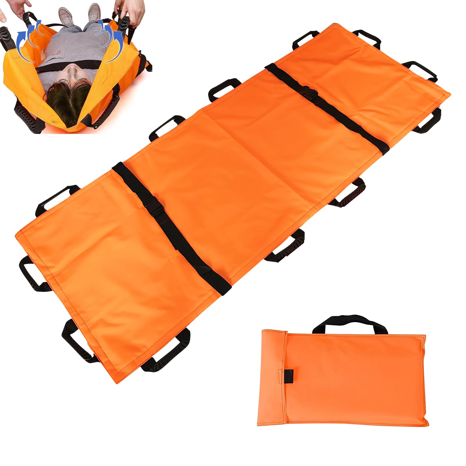 Stretcher souple et portable avec 12 poignées en caoutchouc et sac de transport – Étendue médicale pliable – Déménageur d'animaux patients pour évacuation d'urgence et de victimes – Capacité de 181,4