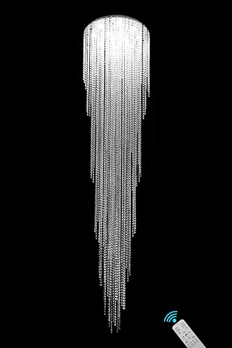 Miniatura 3 de Lámparas colgantes modernas de cadena de cristal H102 pulgadas, techo alto, entrada, escalera, candelabros de cristal, adornos de cristal, lámpara