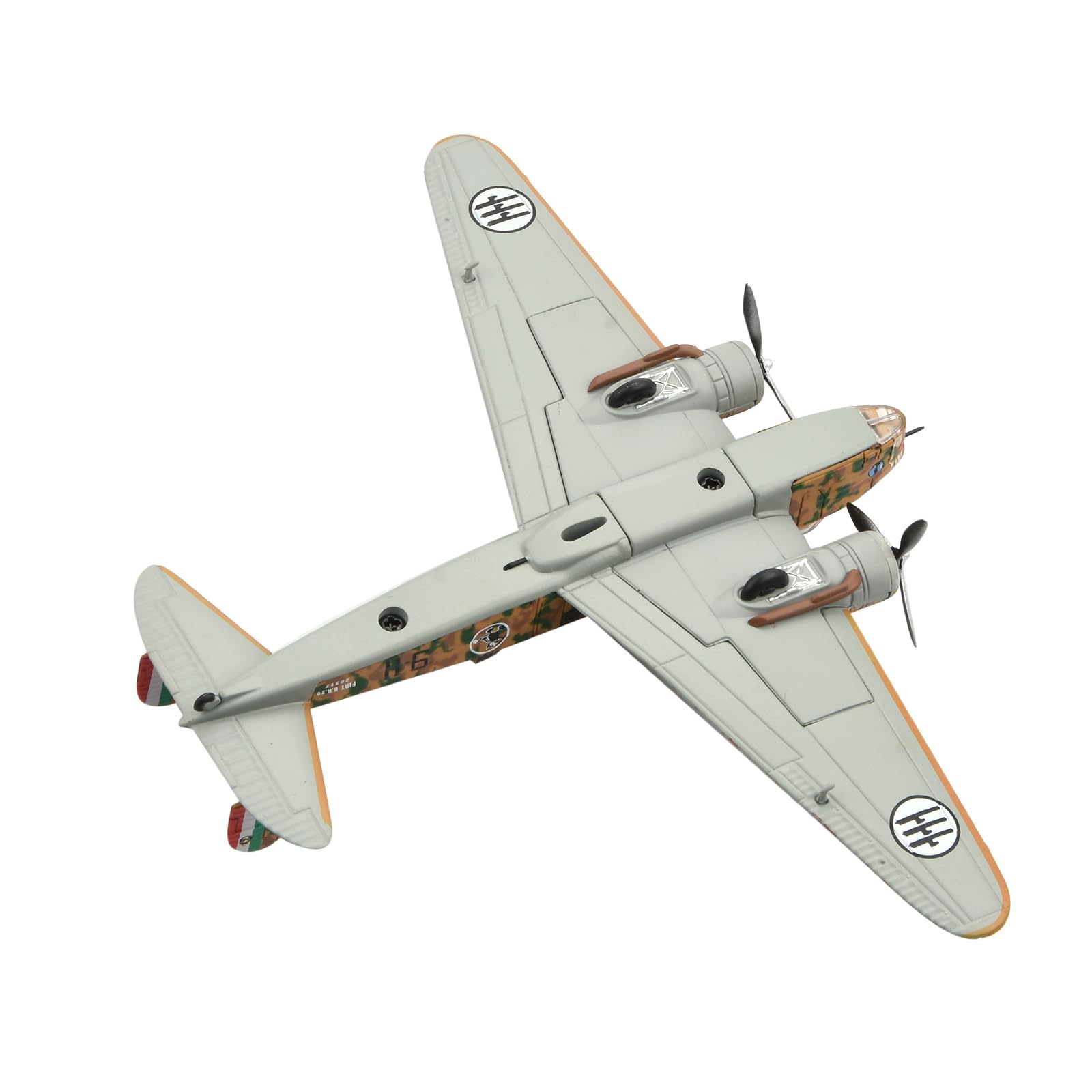 DAGIJIRD Modelo de avión de aleación de simulación 1:144, aleación de la Segunda Guerra Mundial de la Fuerza Aérea Italiana BR.20 Cicogna Cigüeña Bombardero Modelo