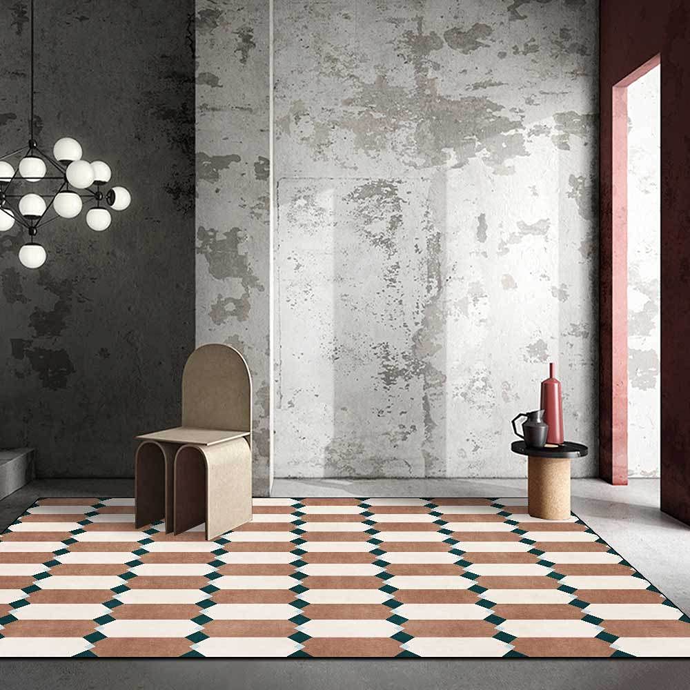 Nowoczesny salon Duże dywaniki do biegania Dywan Geometryczny brązowy mały romb 80 x 160 cm