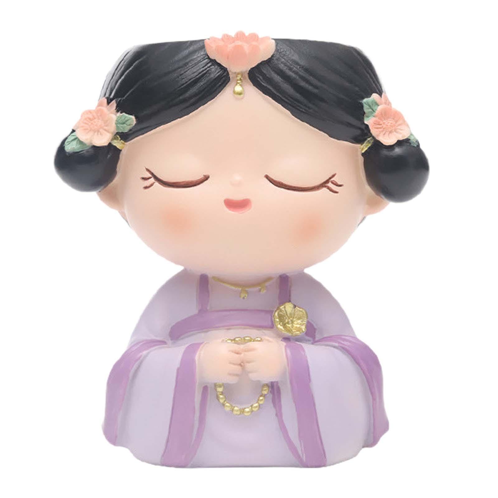 QUXVUIS Engaging Head Planter Cute Plant Pot Resin Flower Pot Garden Ornaments Indoor Outdoor Enjoyable Decor Container Choices Desktop Flowerpot Girl Statue, violet