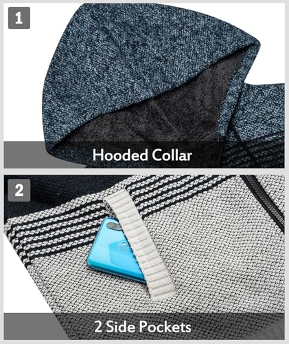 Image of LLdress Mens Knit Cardigan Sweaters Sherpa Lined Full Zip Hoodie With Pockets
