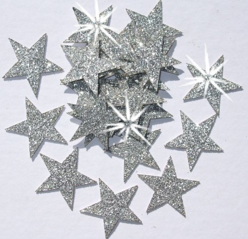2 Paquetes = 48 estrellas de tela con purpurina 2,54 cm 25 mm, estrellas para planchar, transferencia de tela Cover
