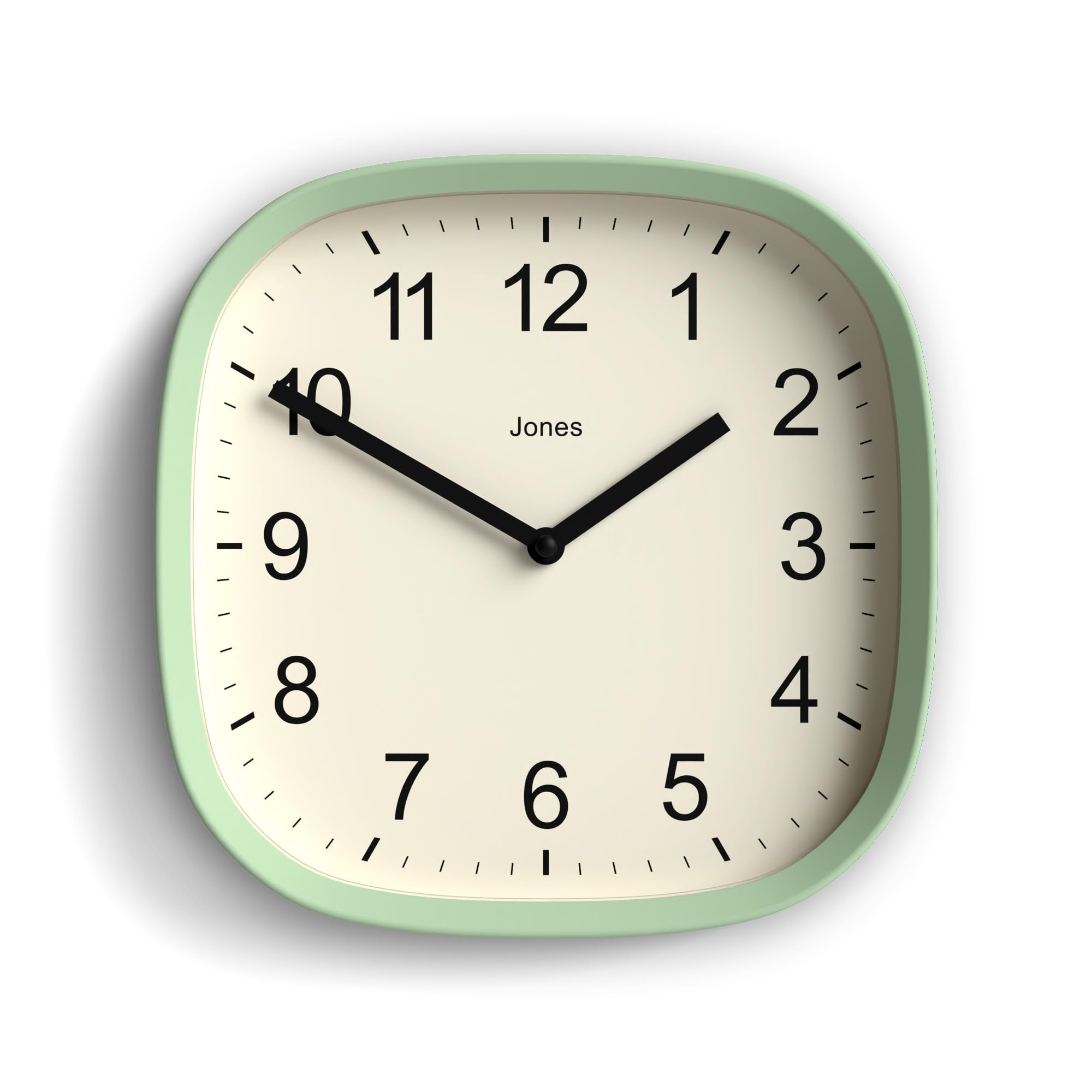 Jones Clocks® Sprite wall clock, Neo Mint Green, 25 x 25 x 5cm