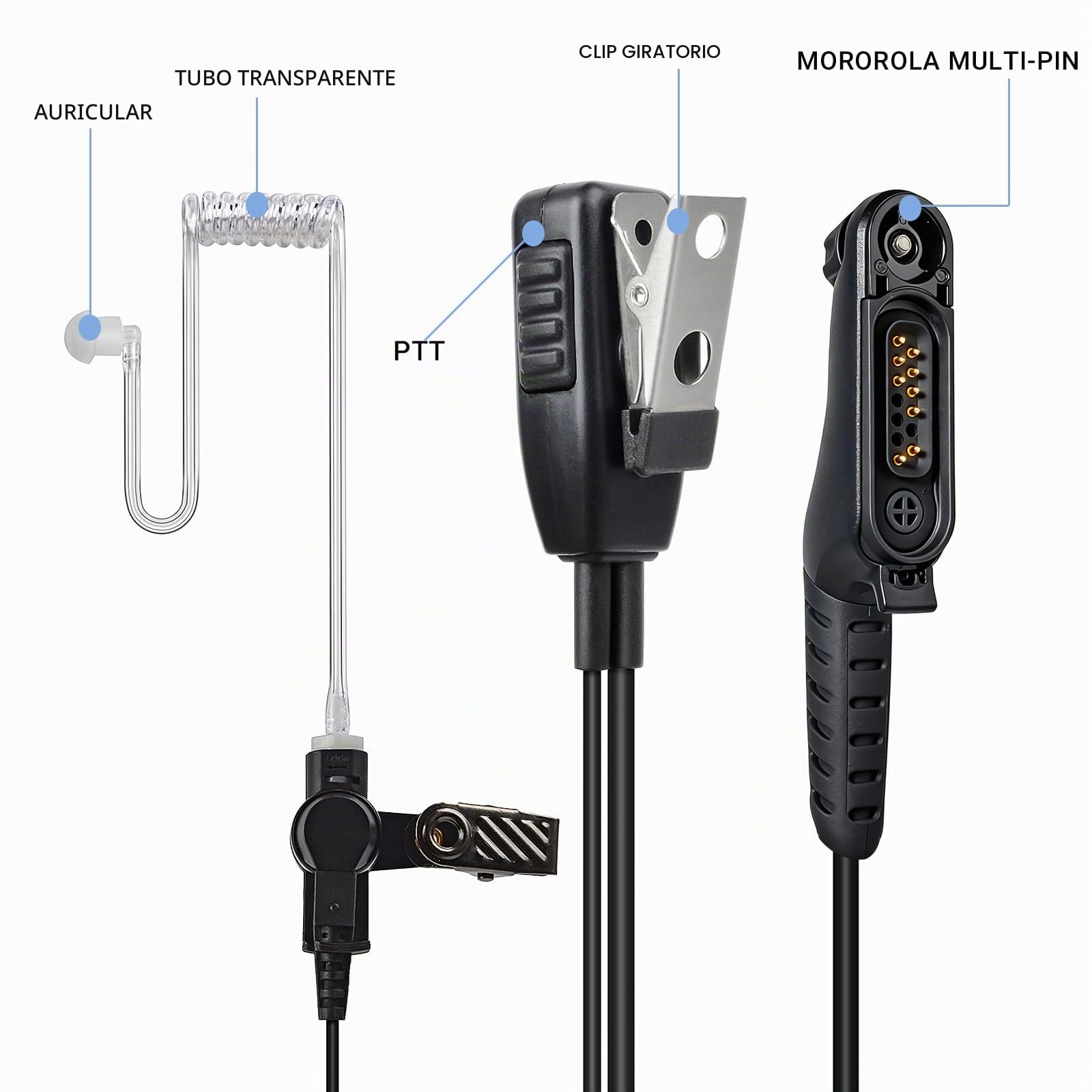 UAYESOK Walkie Talkie Auricular con micrófono PTT, Auriculares de Seguridad con Tubo acústico encubierto (Tipo 2)