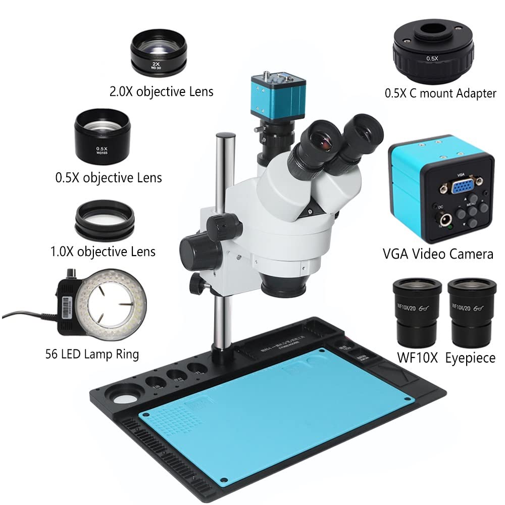 Mikroskop trójokularowy stereomikroskop z H_DMI 38MP VGA kamera USB C-Mount CTV 0,5X obiektyw do naprawy elektronicznych telefonów laboratoryjnych (38 MP add CTV 0,5X)