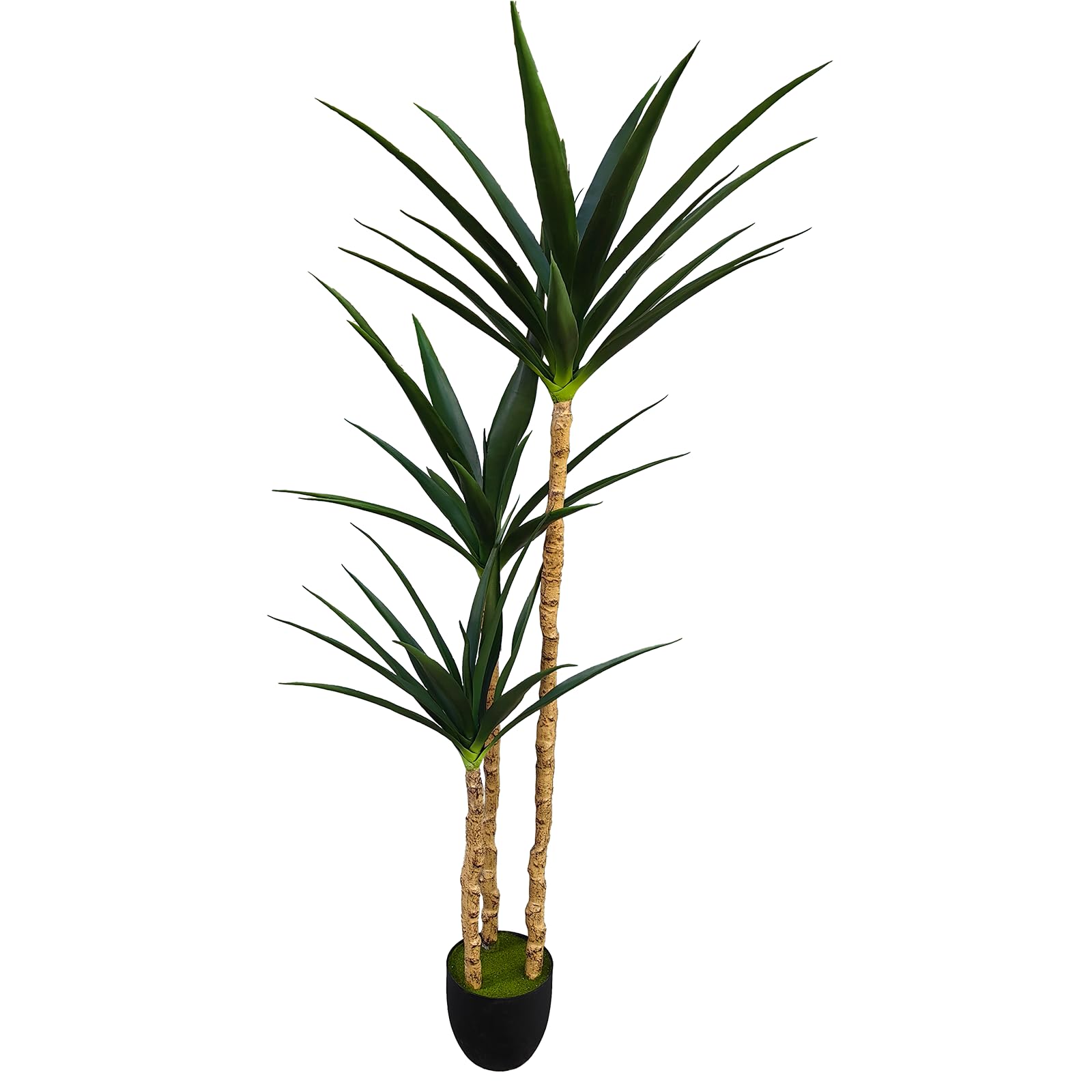 5.3FT Artificial Agave Plant with 3 Heads – Faux Dracaena Tree in Plastic Pot for Home, Office & Housewarming Décor