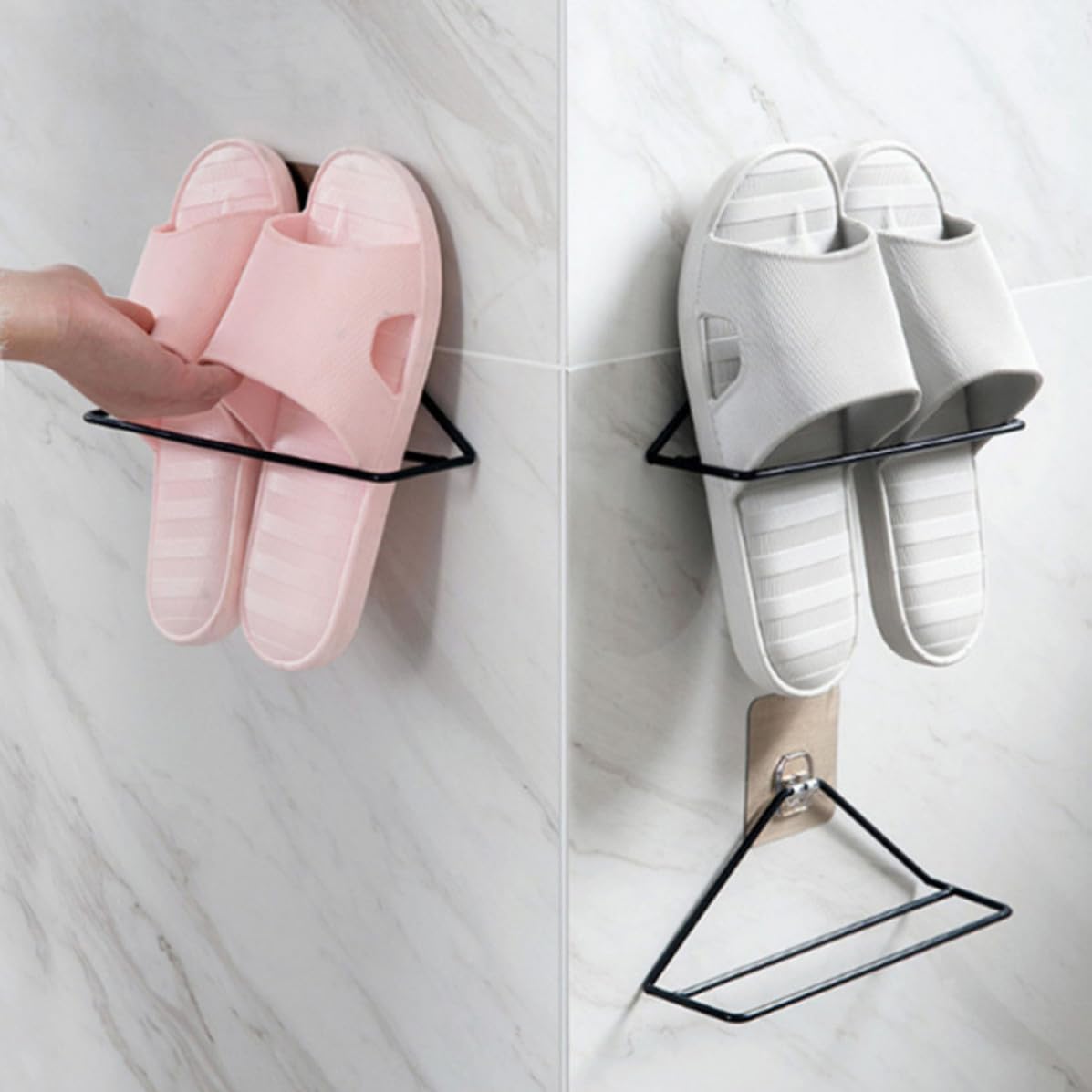 2 Pcs Iron Triangle Wall Mounted Shoe Organizer Rack