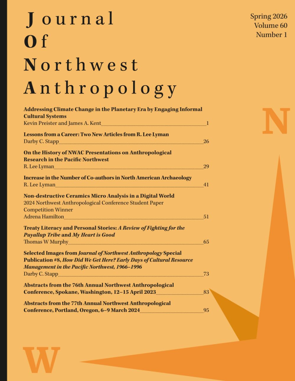Journal of Northwest Anthropology: Volume 60, Number 1