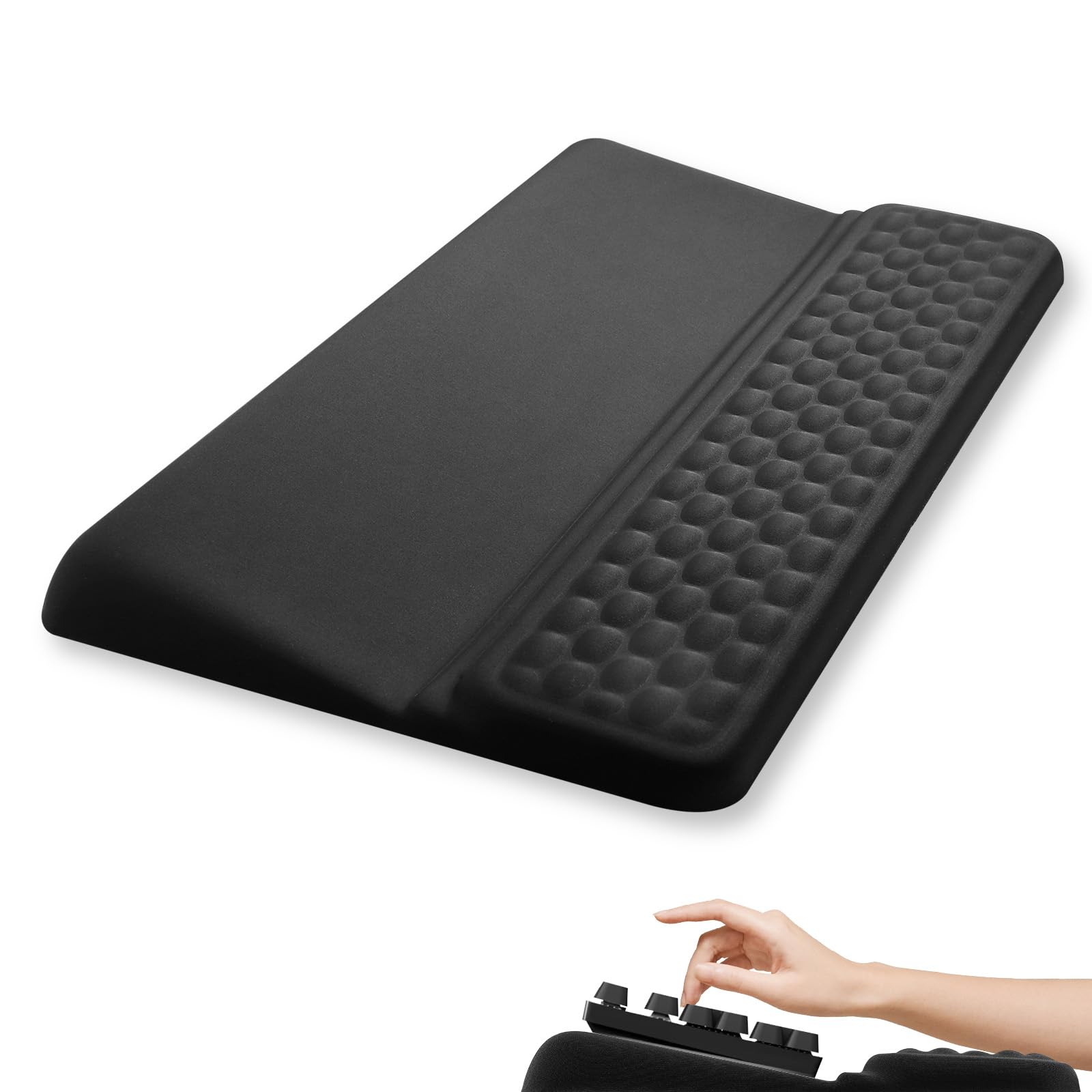 Fentar 2-en-1 Repose Poignet Clavier Ergonomique, Reposes-Poignets avec Fonction Socle, 43 cm Confortable Support Clavier, Mémoire de Mousse Douce, Accessoires Bureau Travail Maison et Jeu (Noir)