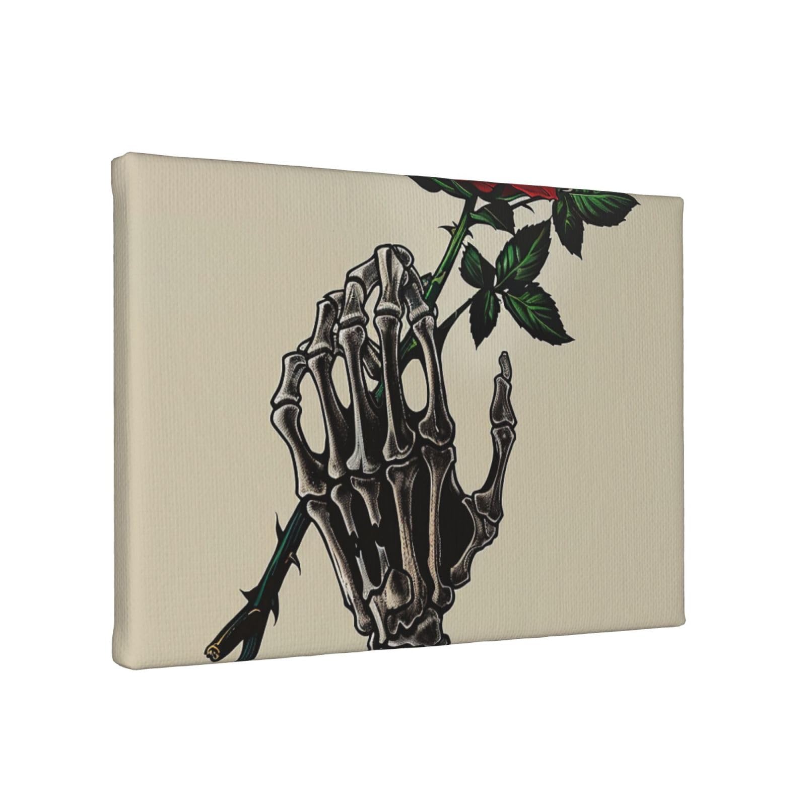 YKLJG Skull rose Printed Wall Art Canvas Painting 30x20 CM Wooden Framed Picture Painting Artwork Prints for Bedroom Kitchen Home Office Decor