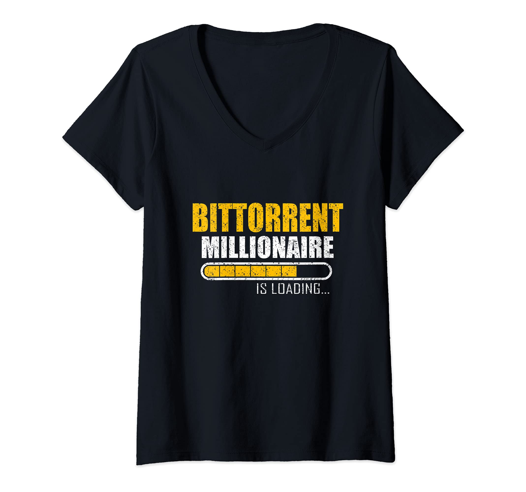 Womens BitTorrent Millionaire Is Loading BTT Coin Cryptocurrency V-Neck T-Shirt, Black