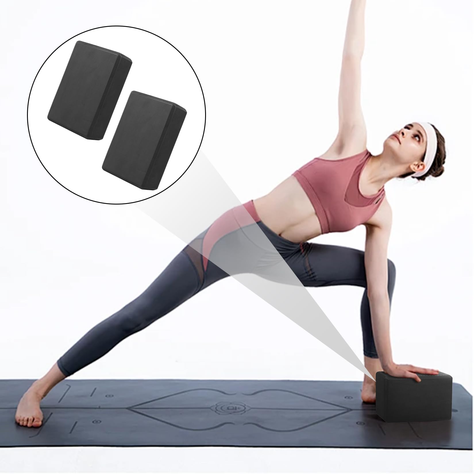 2 Pcs Brique Yoga Blocks, Briques de Yoga en Mousse EVA, Blocs de Yogas, Blocs de Pilates Haute Densité Antidérapants en mousse EVA pour Femme Hommes fitness gymnastique(29,9 x 22,9 x 7,6 cm)