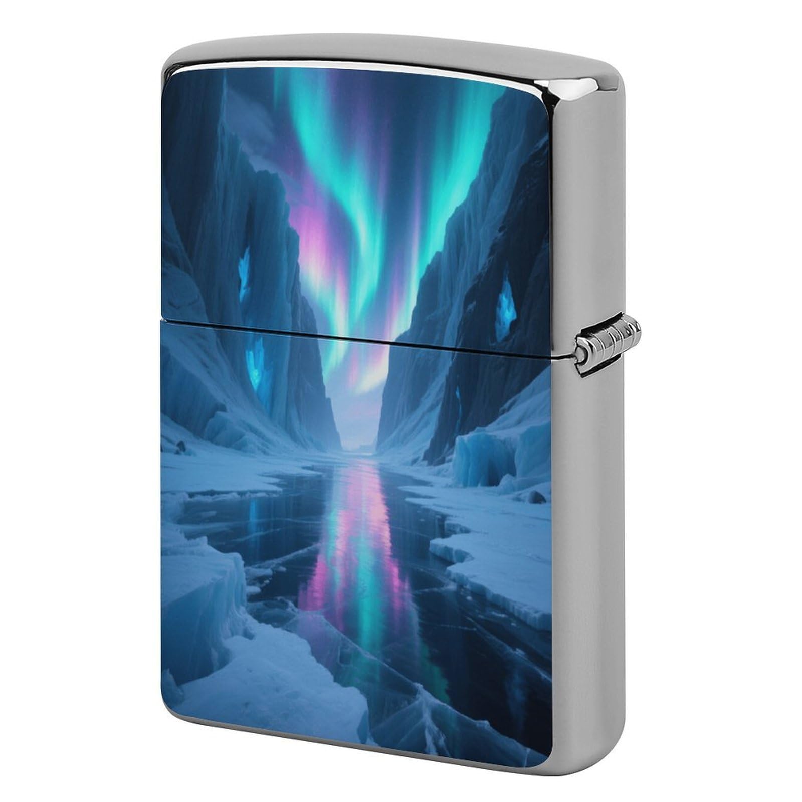 Fekiloot Style Ice Fields Covered By Aurora Lighter Case Cover Metal Lighter Case