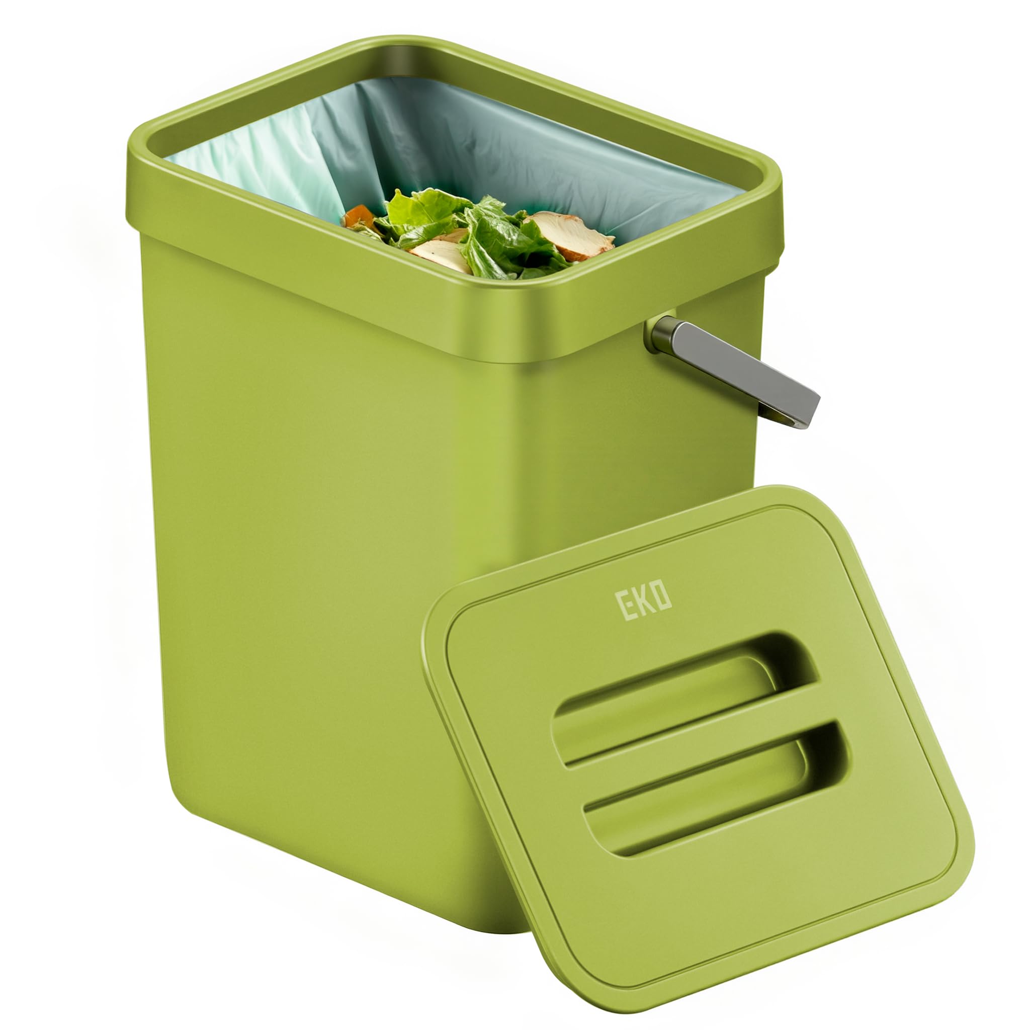 EKO Puro Hanging Caddy,Wall Mountable or Hanging Bin for Compostable Waste,Perfect for Kitchen & Home, 3 Litre (Lime)