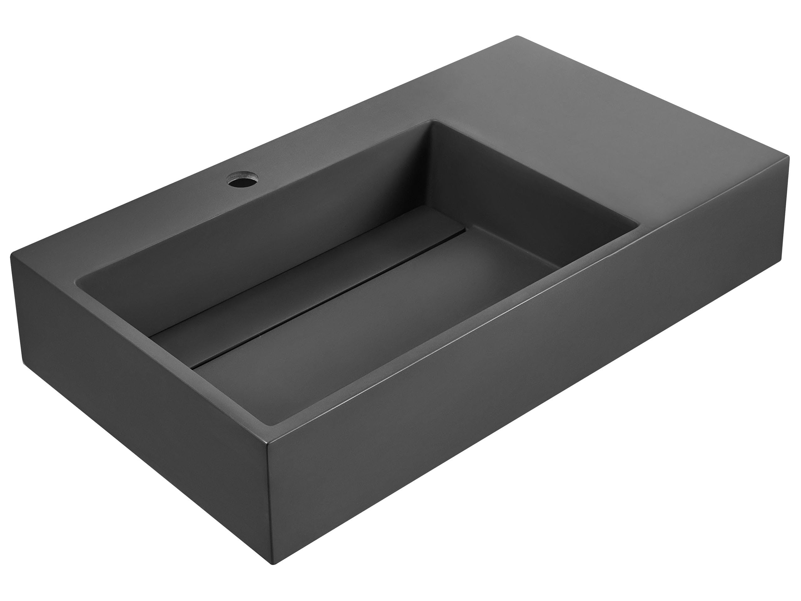 Lavabo suspendido de pared clásico rectangular fundición mineral acabado mate 75 x 43 cm negro Cusco