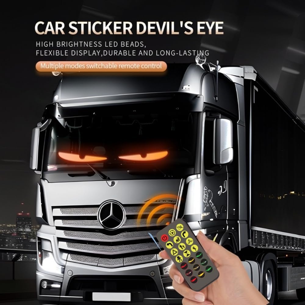 2PCS LED Augen Für lkw, Flex Schild Anzeige Augen Laufschrift Programmierbar, Weicher LED Panel Auto Bunte Teufelsaugen Für Autofenster