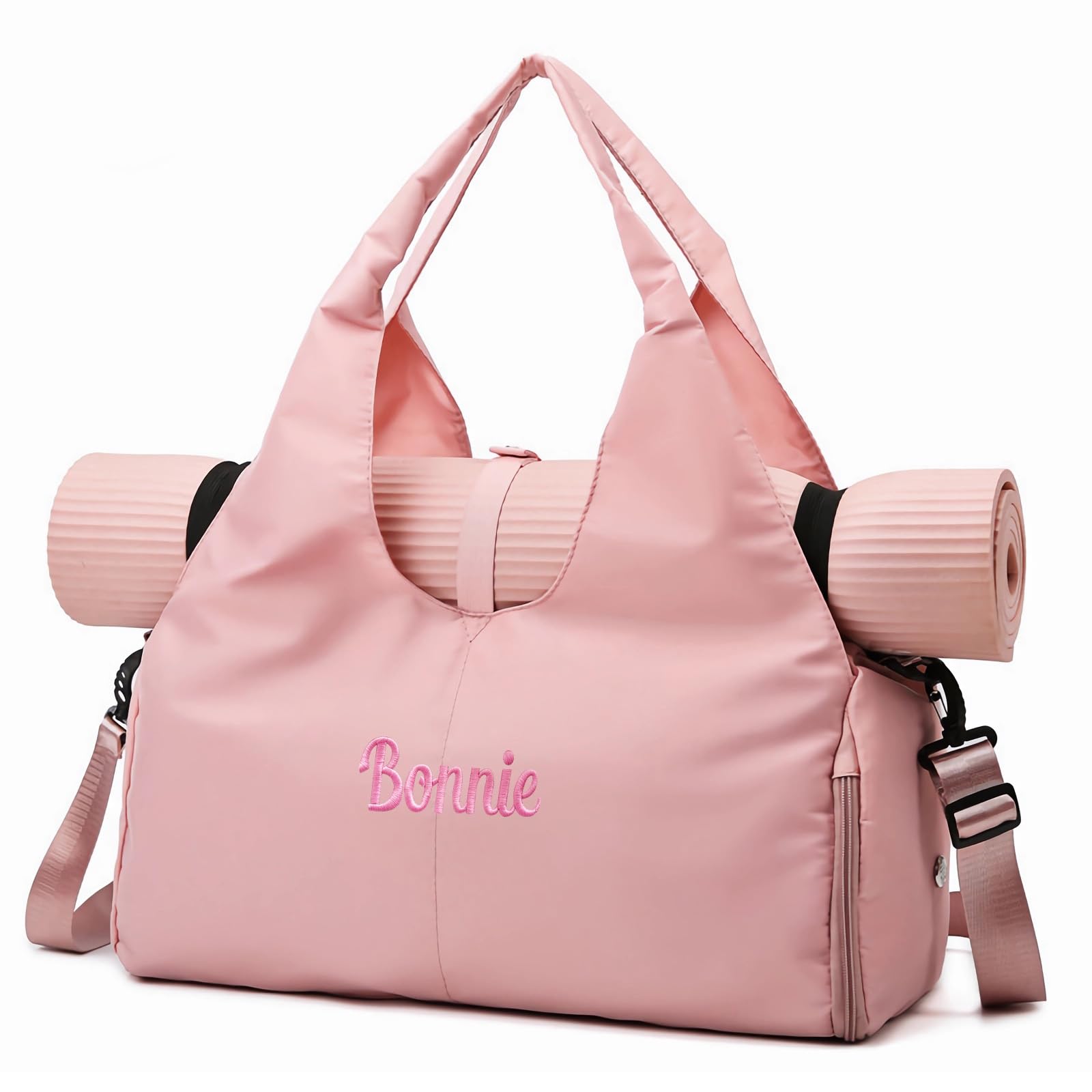 ZGCYSMHT Customizable Yoga Gym Bag for Women with Shoes Compartment, Wet/Dry Pockets, Adjustable Yoga Mat Holder - Lightweight Water-Resistant Tote