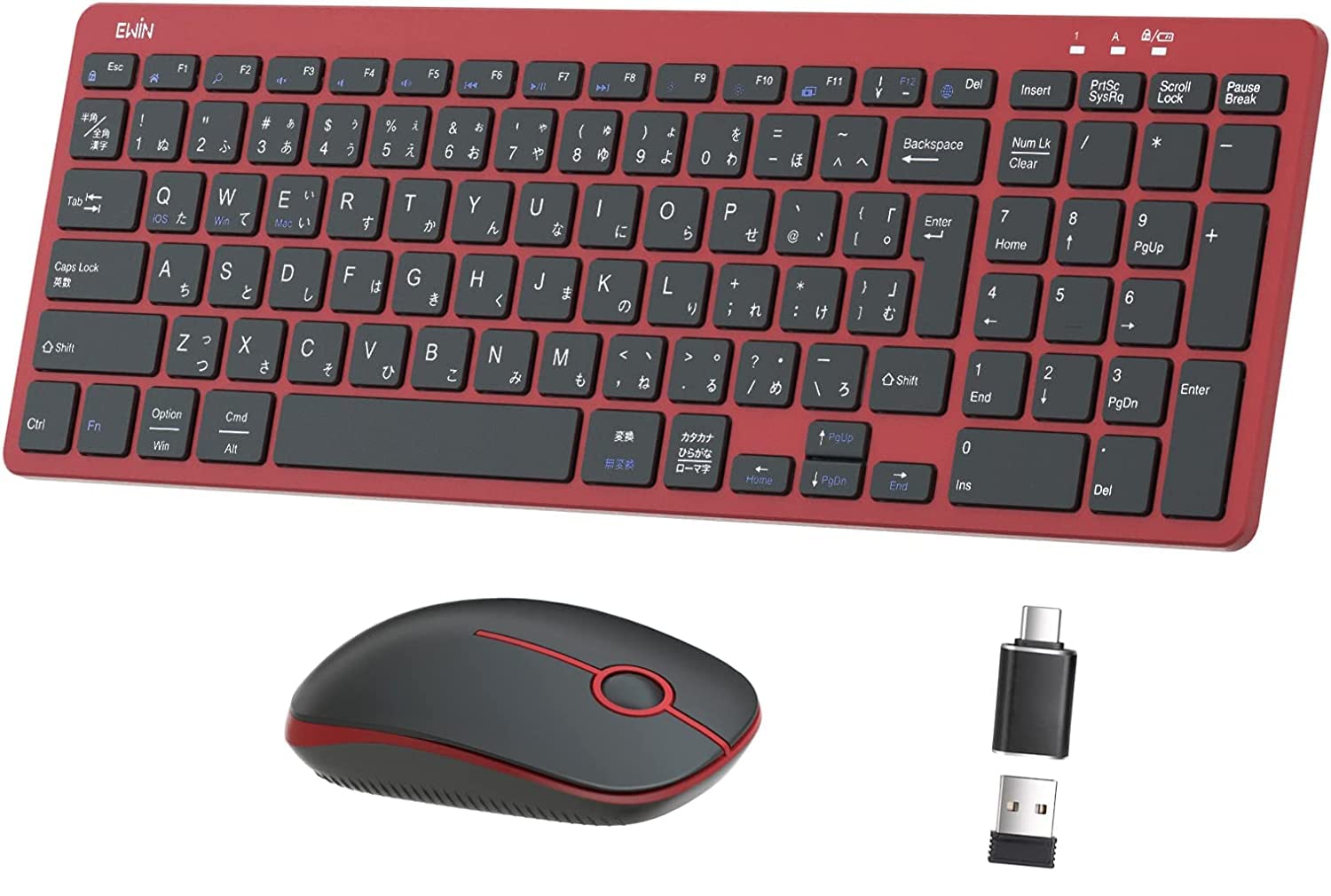 キーボードマウスセット 変換アダプタ付き Type-C?USB-A