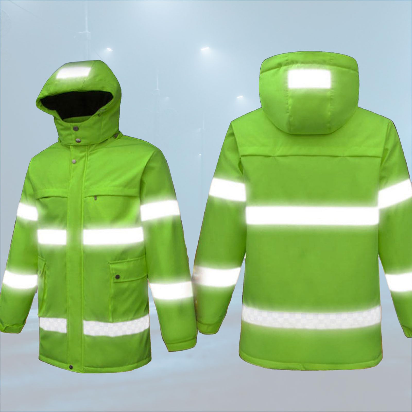 Chaqueta calefactable, Chaqueta de Alta Visibilidad, Abrigos térmicos, Chaqueta de Trabajo Impermeable con Tiras Reflectantes, para Acampar al Aire Libre y senderismoGreen,4XL