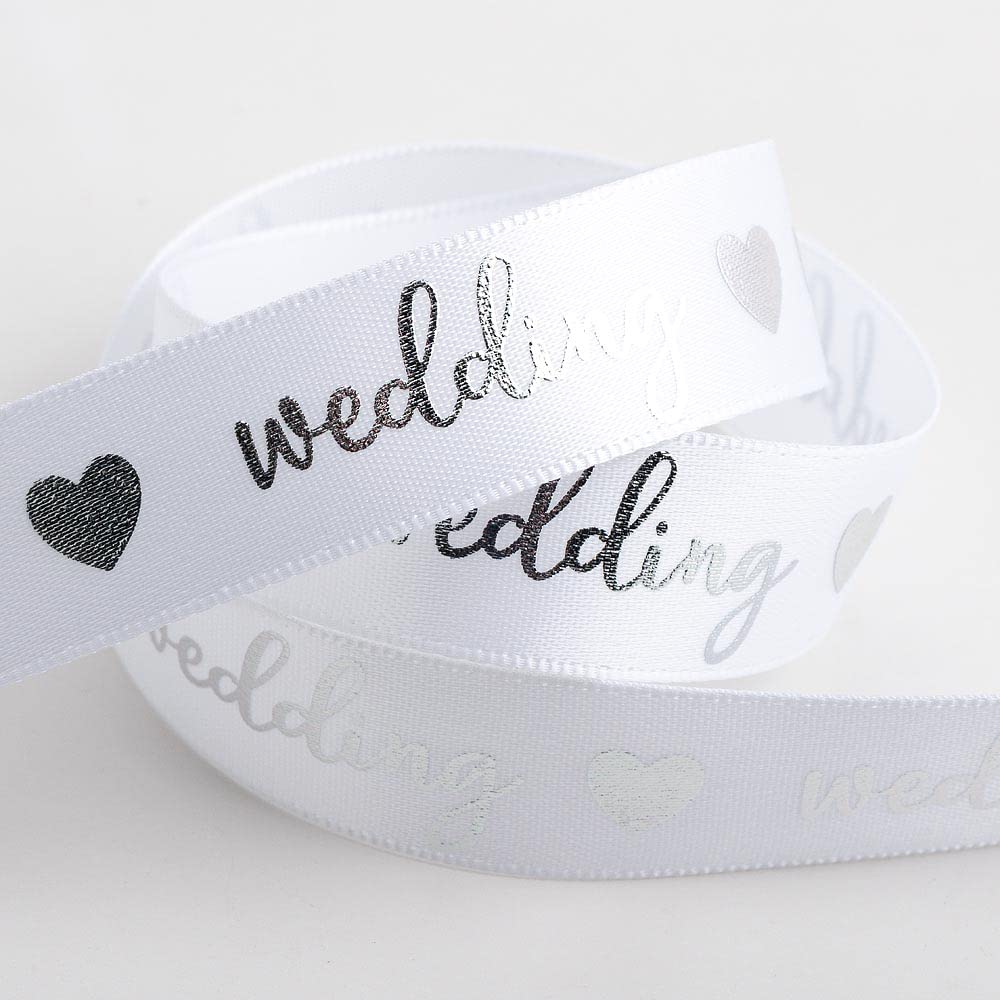 Italian Options Wedding Ribbon White/Silver Satin (16mm x 10M)