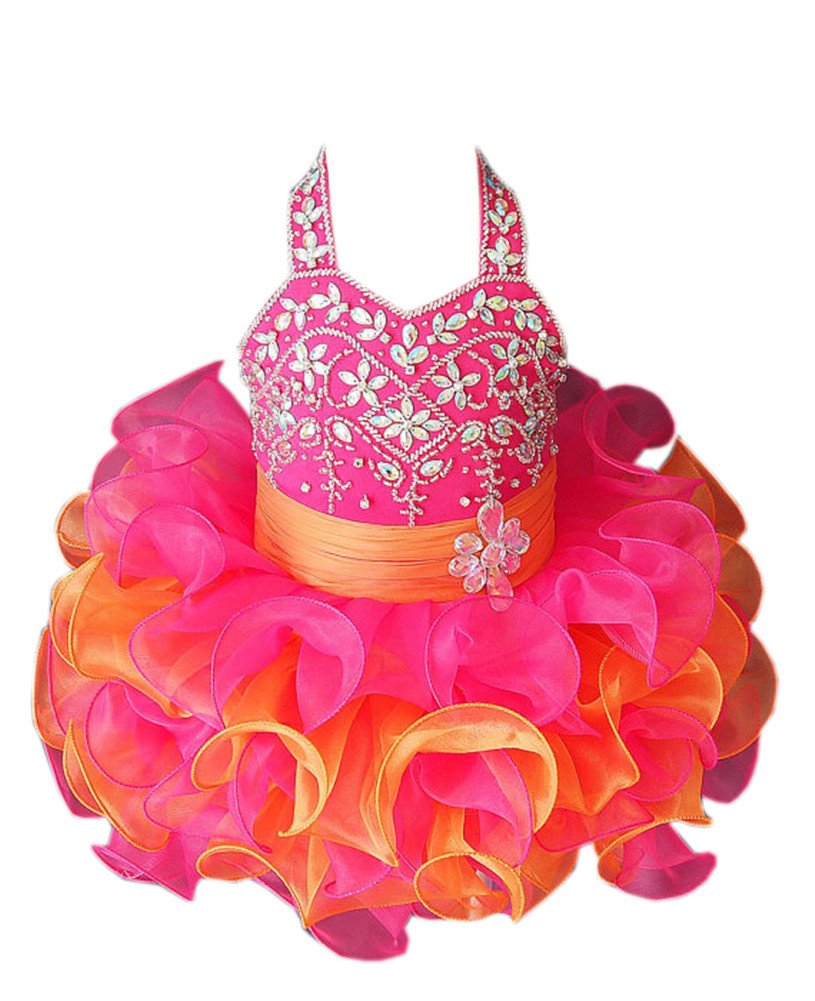 Junguan Little Baby Kids Pageant Party Cupcake Pageant Dress 5 US Fuchsia