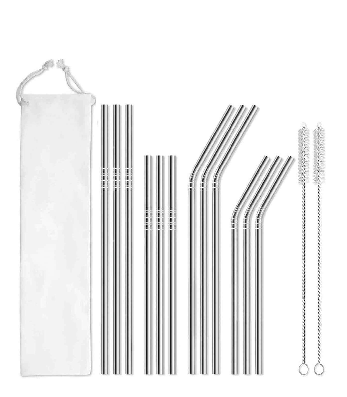 EurysmanStainless Steel Straw Set of 15 Elevates Your Drinking Experience - Complete Set with Straw Brush, Reusable.(Free 3 straw caps) (Gary)