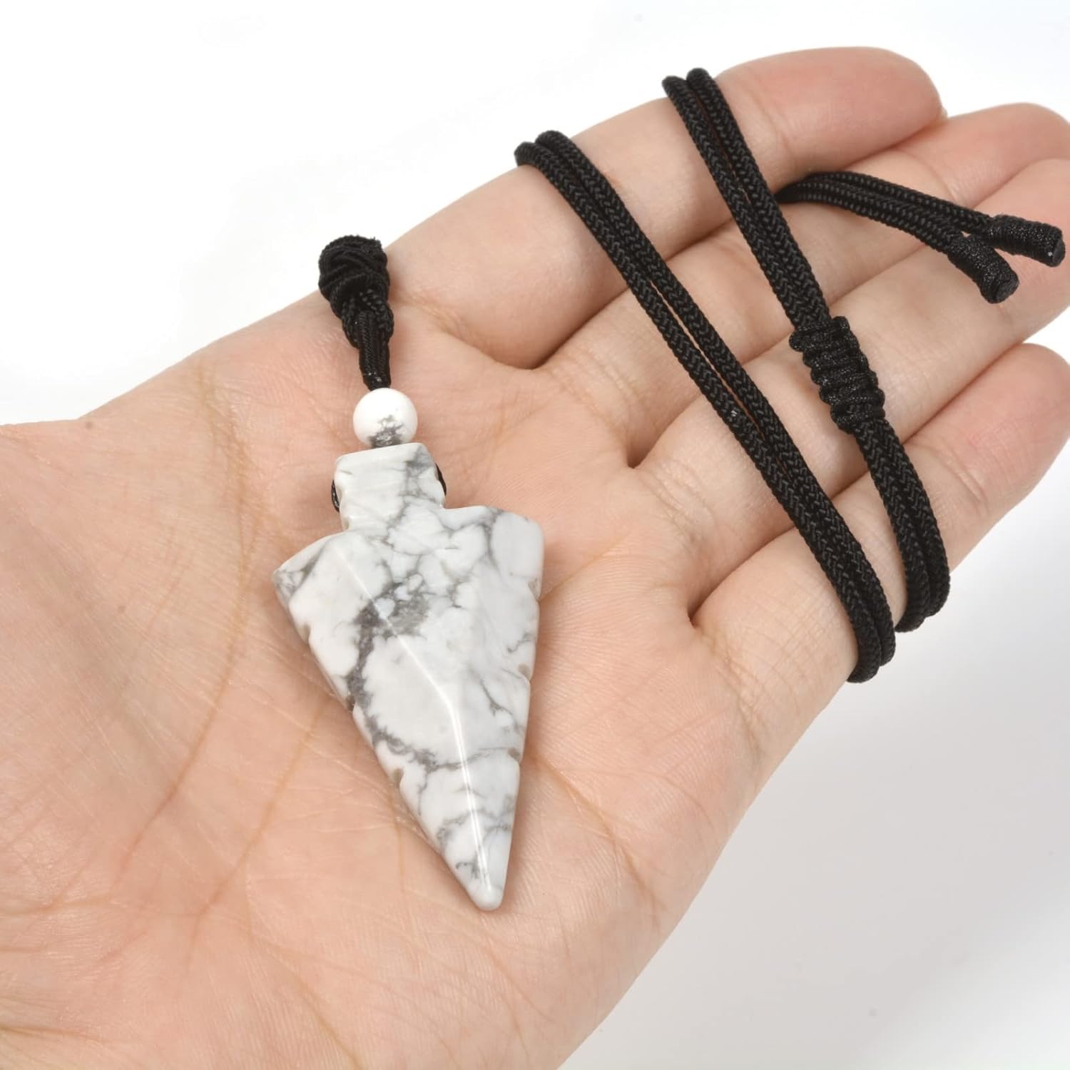 Justinstones Natural Gemstone 47mm Arrowhead Flatback Spearhead Healing Stone Crystal Christmas Tree Gift Amulet Pendant Adjustable Braided Cord Necklace 18 to 28 Inch - Image 4