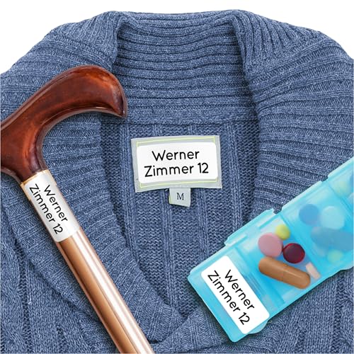 Wäscheetiketten für Pflegeheime & Altenheime (60 Stück, Weiß) -...