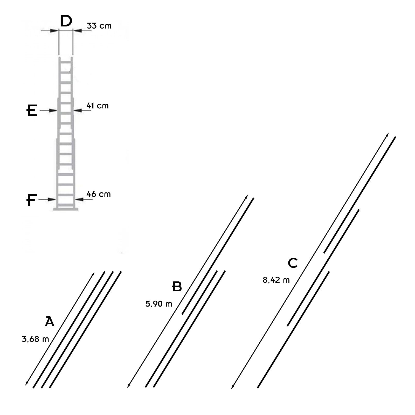 UP Echelle Transformable en Aluminium coulissante Extensible 3 Plans 12 marches