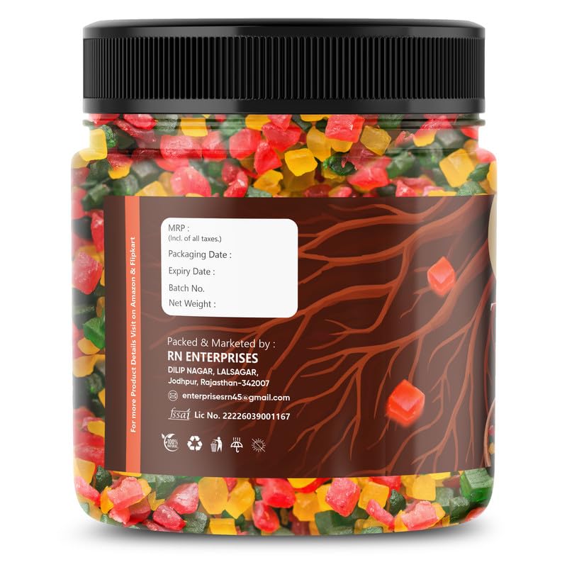 Image of RR NUTS Mix Tutti Frutti Cherry 500gm| Tuti Fruity Fresh Cherries For Cakes & Cookies Decoration | Fresh Fruits - Multi Colour | Tasty and Healthy Cherry