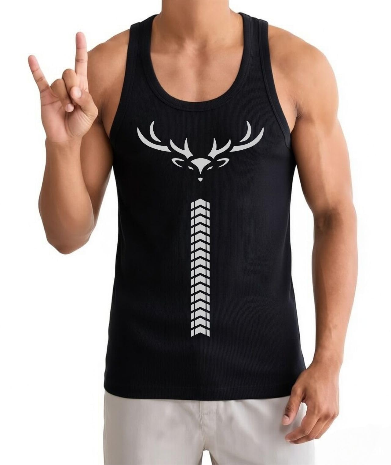 furrr Men’s Fitness Gym Tank Top | Sleeveless Polyester Vest with Unique Deer Design | Workout & Activewear-picture-17