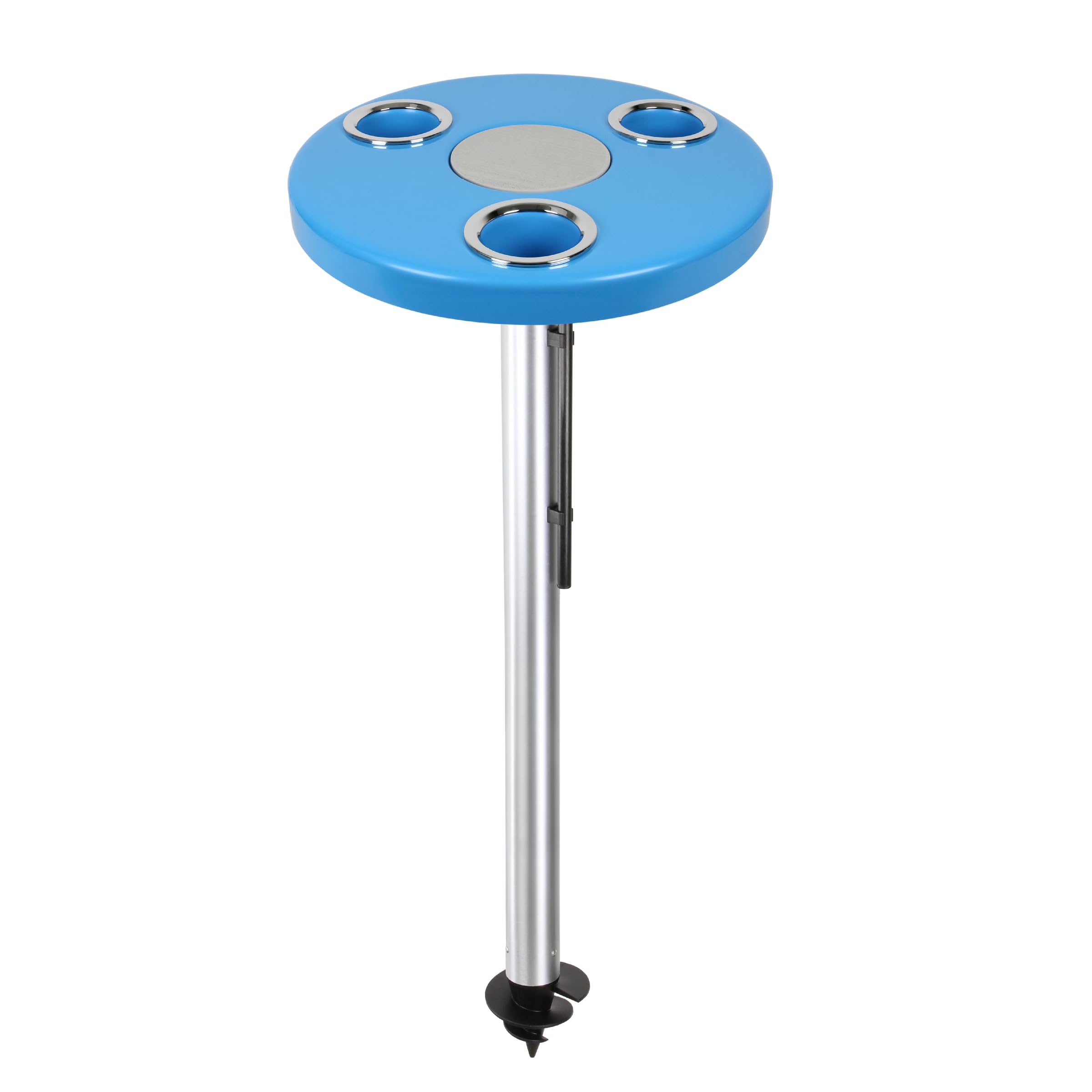 Manufacturers' Select ITC Beach Table with 47” Sand Bar, Auger Post for Beach, Yard, Campground, Glamping, for Seated Use in or Out of The Water - Aqua Blue Table