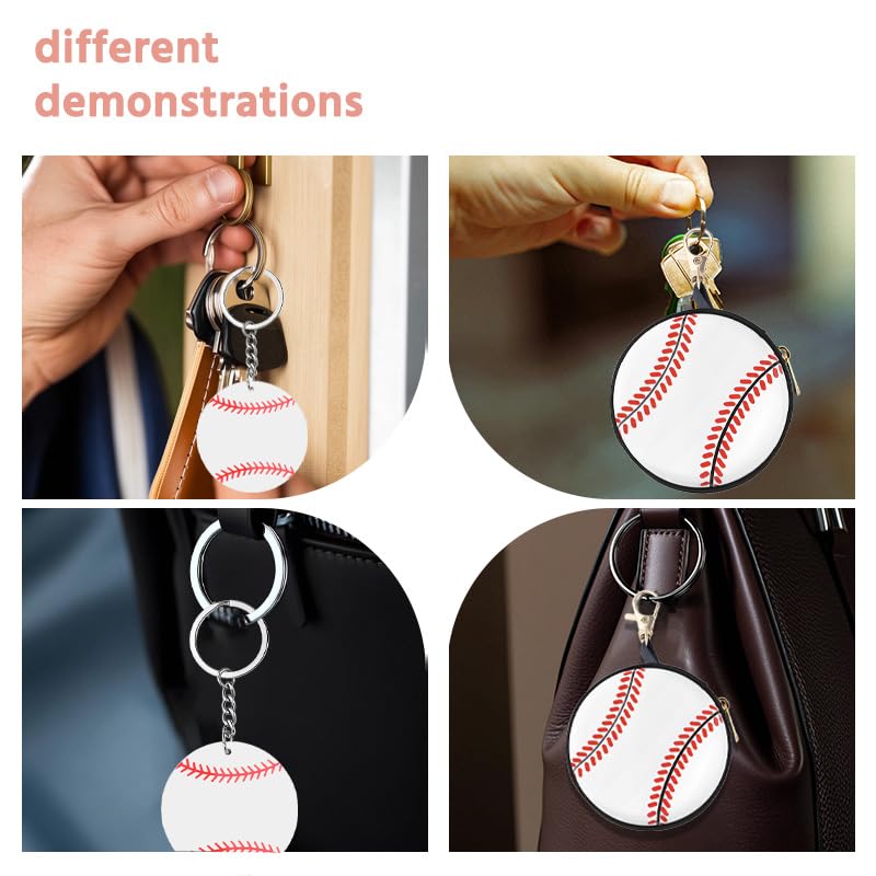 Coin Purse Keychain with Zipper Basketball Soccer Volleyball Baseball Coin Pouch Round Sports Tinplate Bag for Sport Lover4