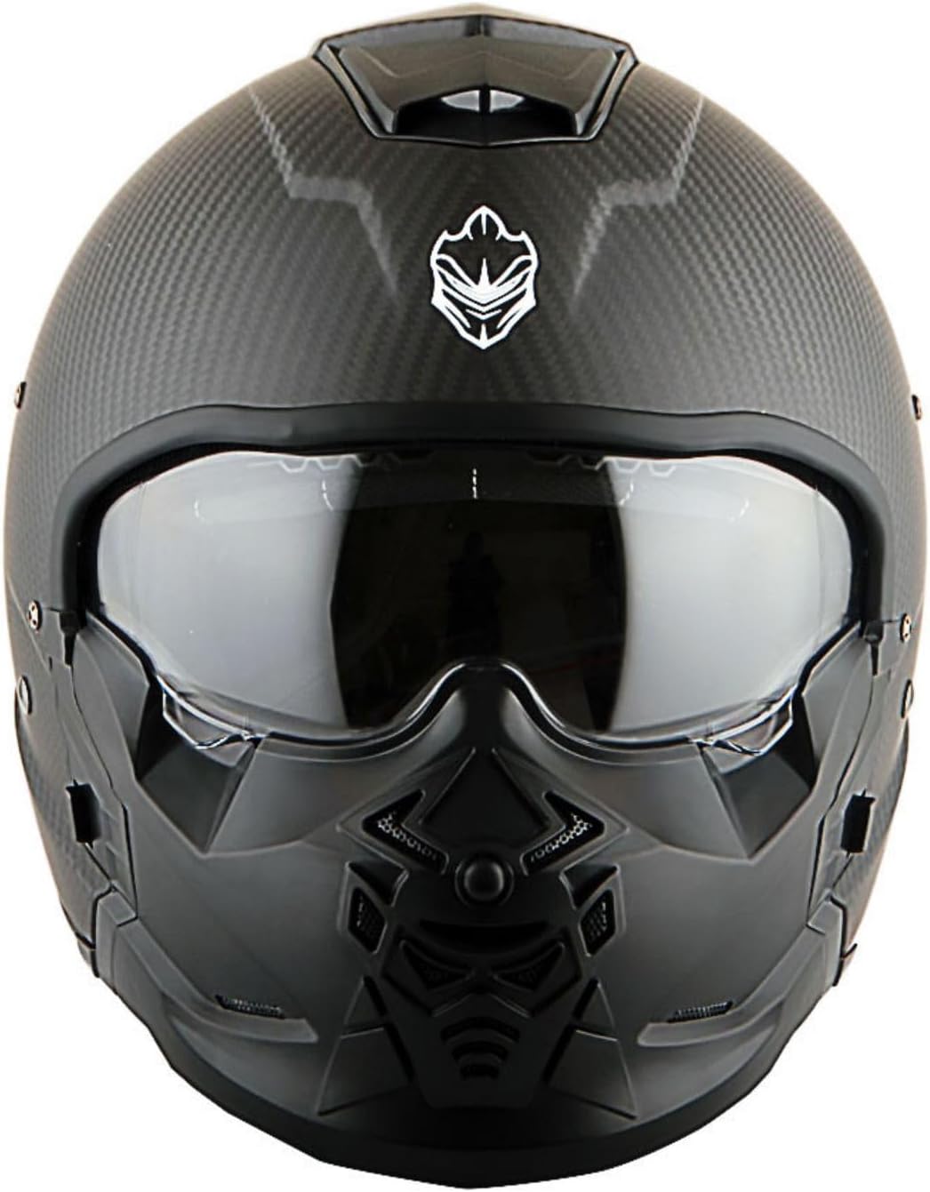 Martian Genuine Real Carbon Fiber Motorcycle Full Face Helmet HB-B2 Open Face Glossy Carbon Black, DOT Approved